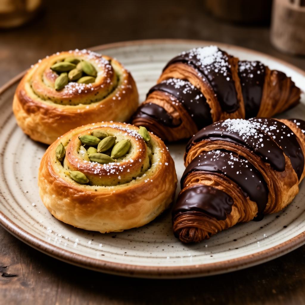 Pastries on ceramic